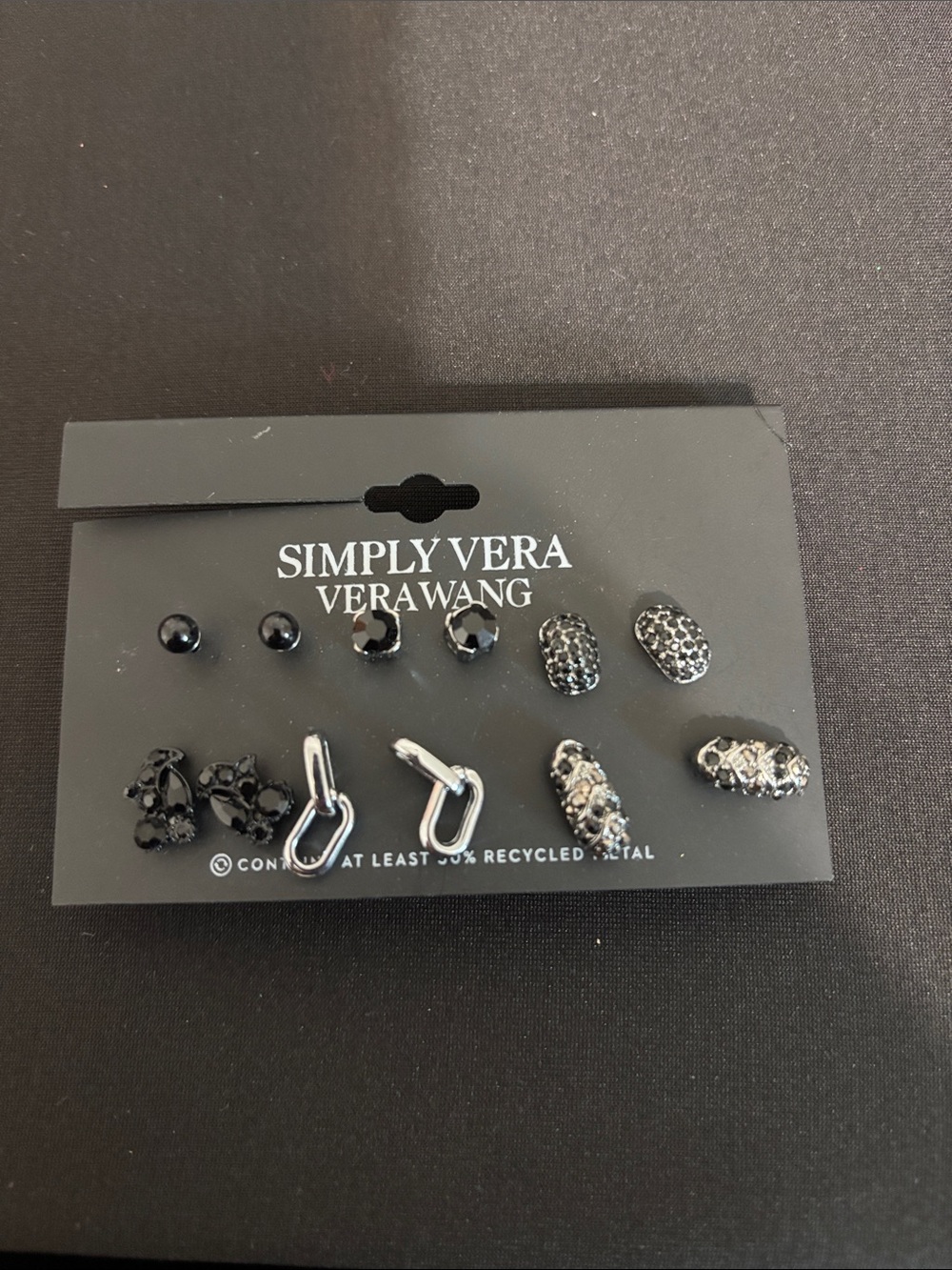 Simply Vera Vera Wang woman’s Black Stud and Hoop Earring Set